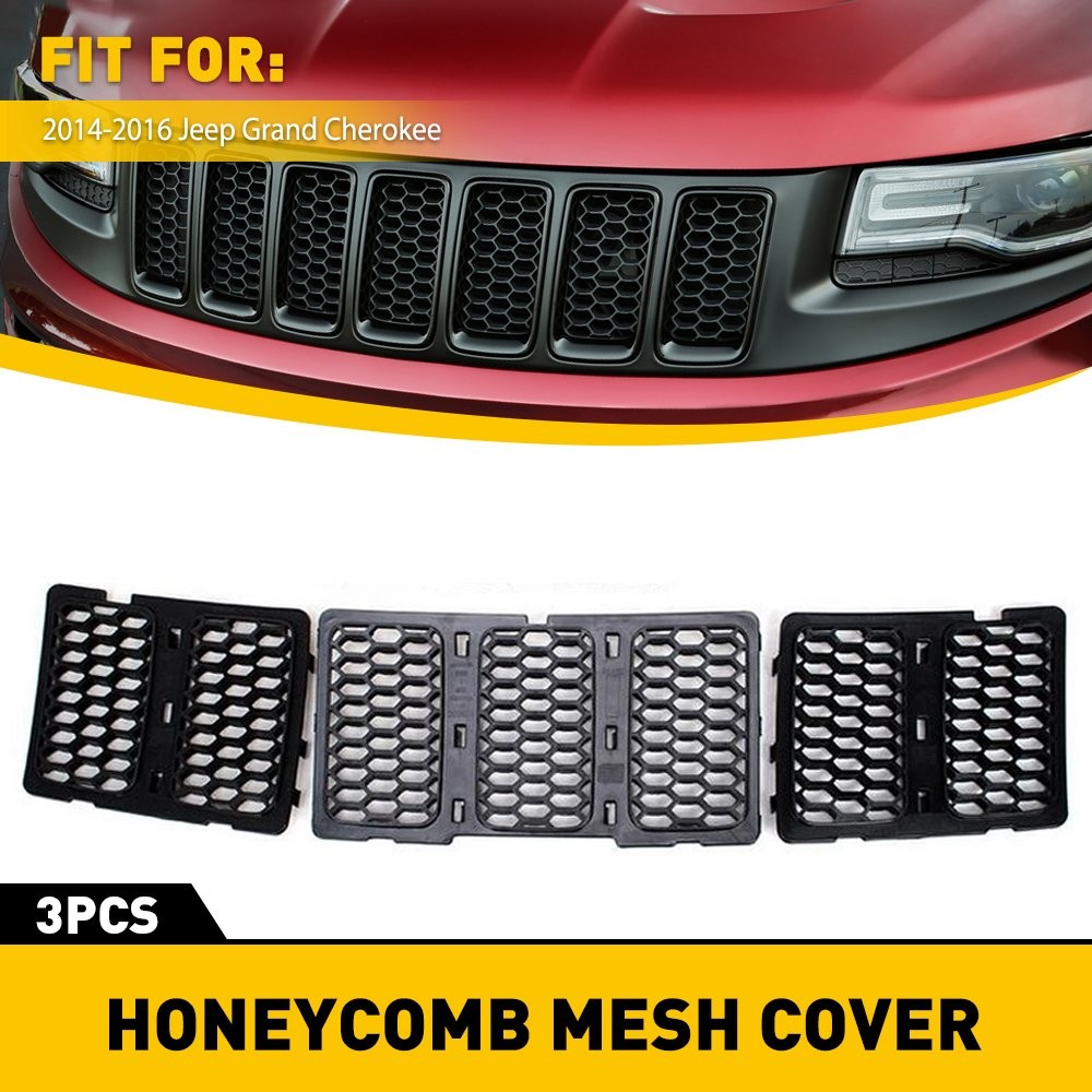 3PCS Front Bumper Honeycomb Insert Grill Fits For 2014-2016 Jeep Grand Cherokee