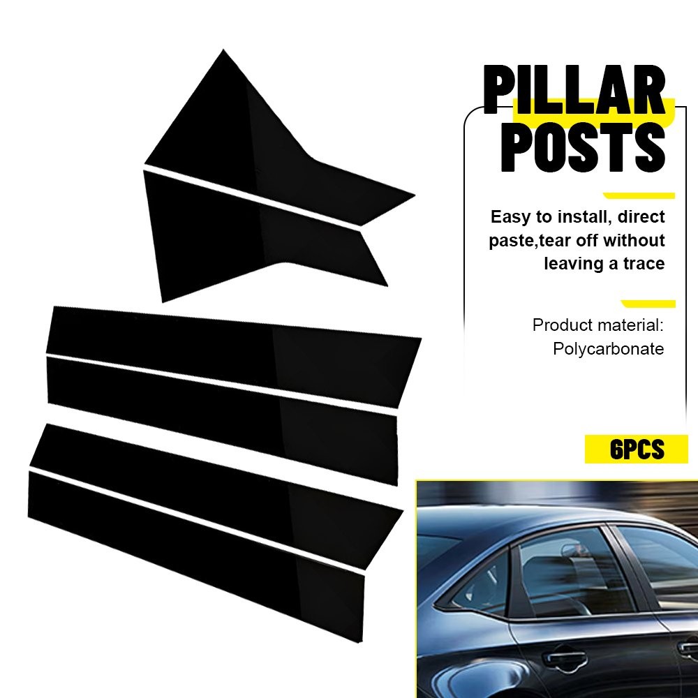 6pcs Pillar Post Door Trim Black For Honda Civic Sedan 2022-2025 Car Accessories