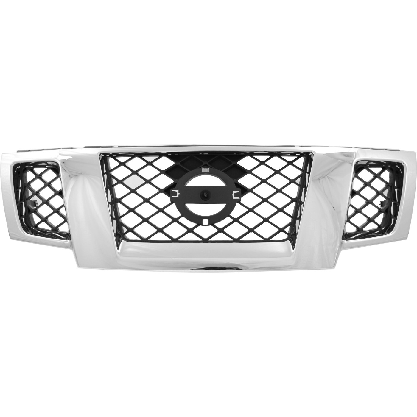 Grille For 2009-2016 Nissan Frontier Chrome Shell w/ Black Insert Plastic