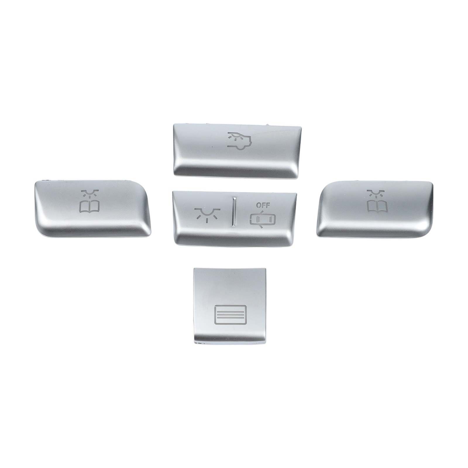 5pcs Silver Roof Reading Lamp Button Patch for Mercedes Car Interior Trim Set