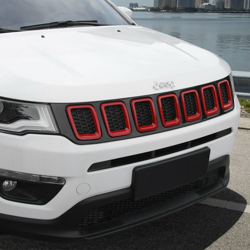 Red Front Grille Grill Insert Cover Trim for Jeep Compass 2017-2020 Accessories