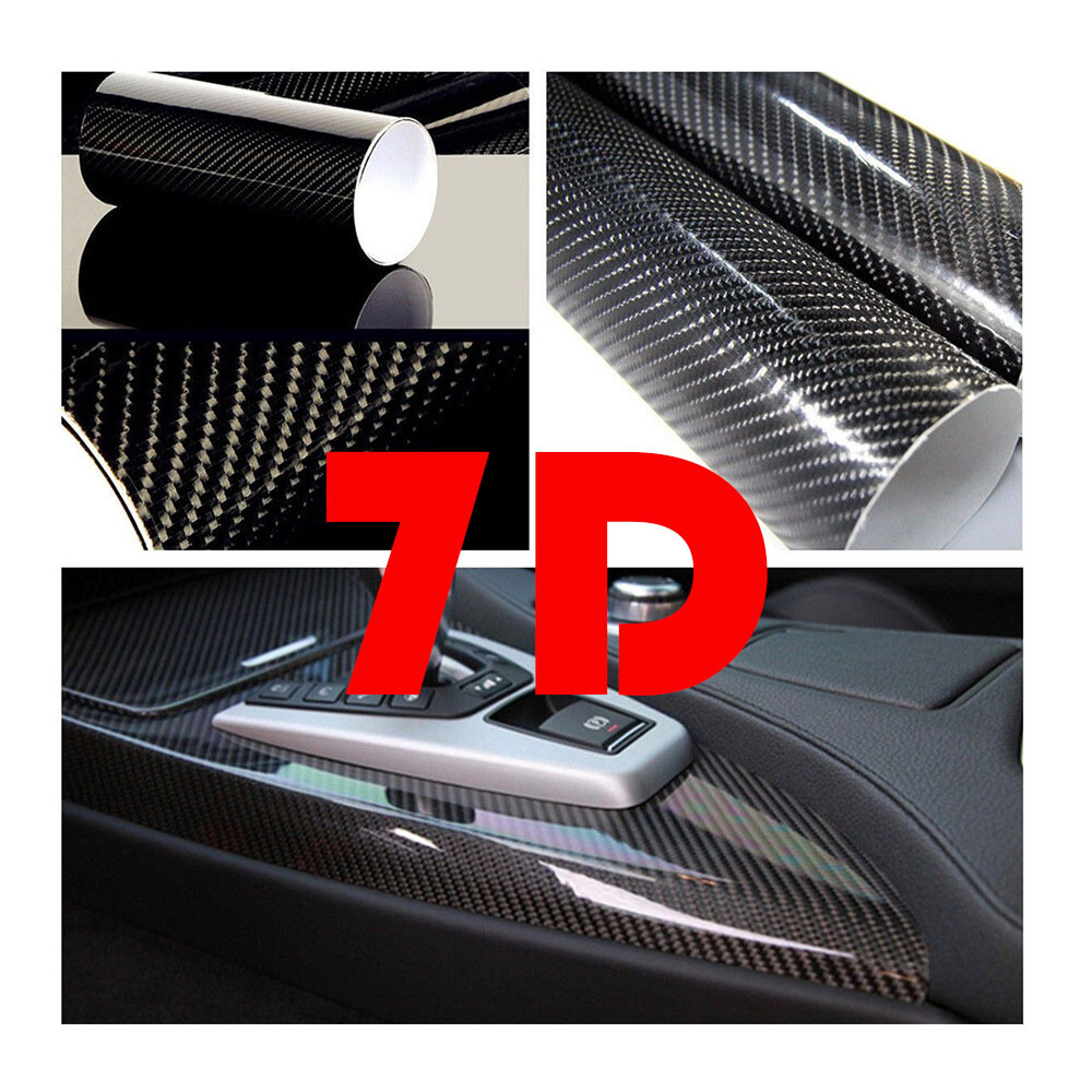5D Gloss Forged Carbon Fiber Black GOLD Vinyl Car Wrap Film Sticker Decal Sheet