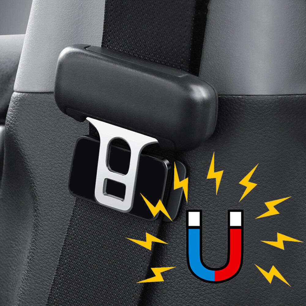 2x Magnetic Car Seat Belt Buckle Fixed Stabilizer Limiter Stopper Holder Parts