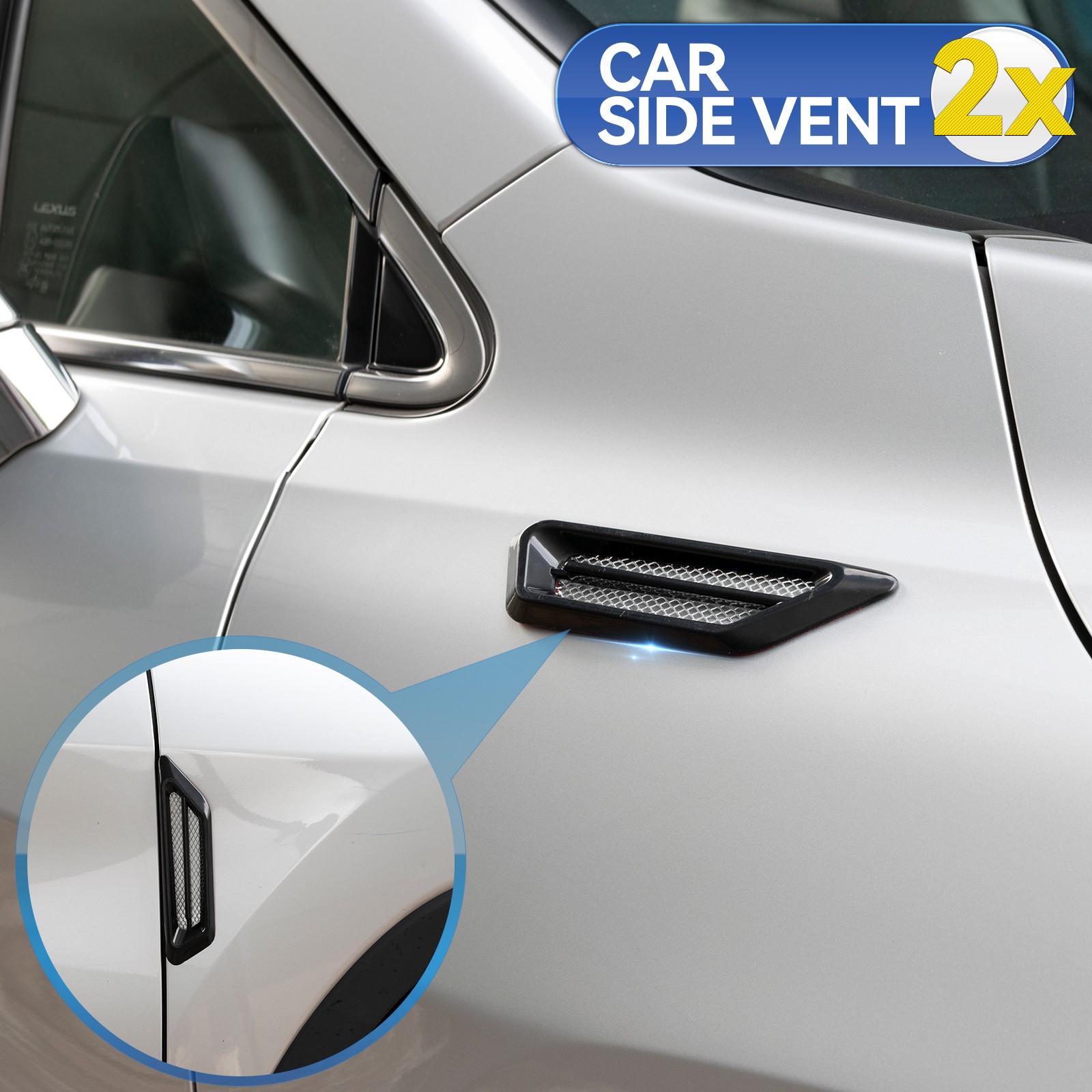 X2 Car Air Flow Fender Side Hood Mesh Vent Decoration Sticker Accessories Black;