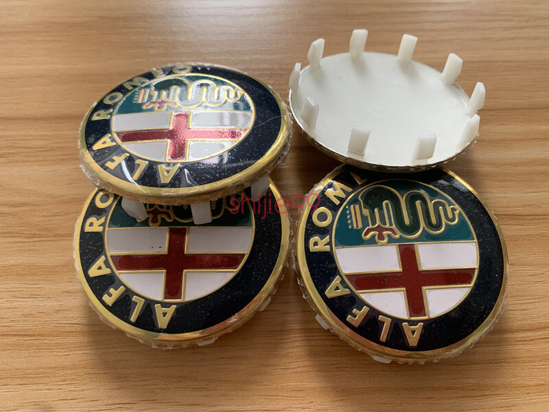 4x 60mm Alfa Romeo Alloy Wheel Centre Cap Golden Set Decal Emblem Badge Logo