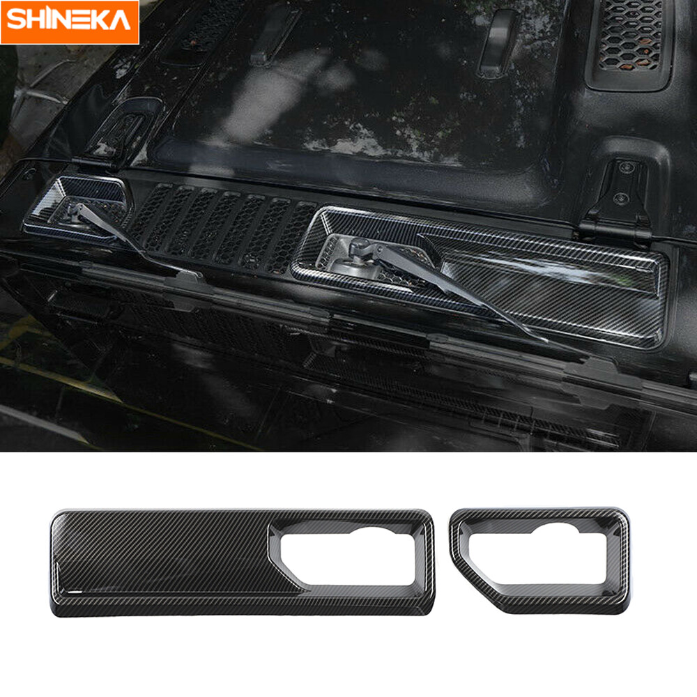 Front Rain Wiper Base Panel Cover Trim For Jeep Wrangler JL JT 18+ Carbon Fiber