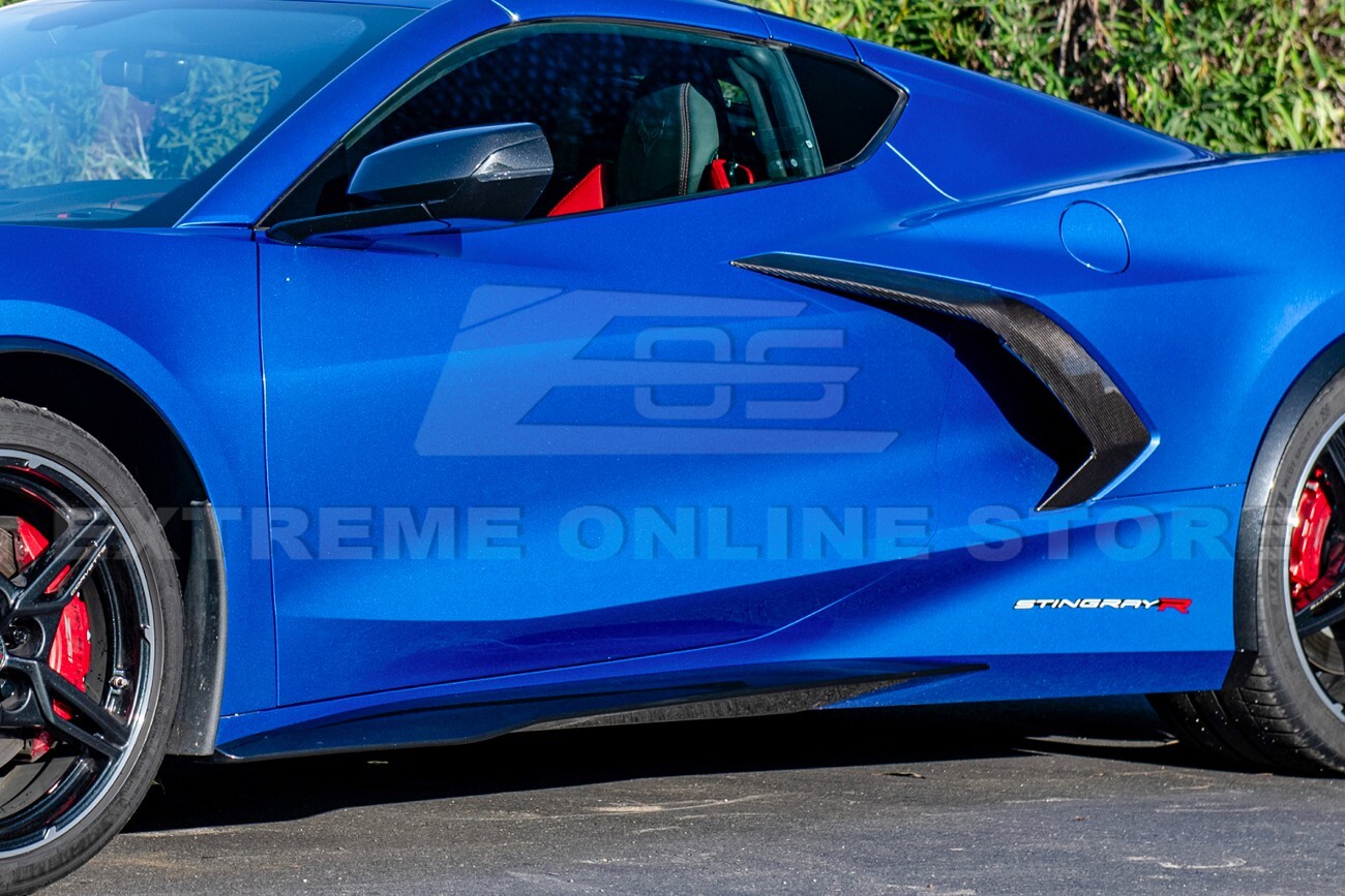 For 20-Up Corvette C8 | Z06 Style CARBON FLASH METALLIC Side Skirts Rocker Panel