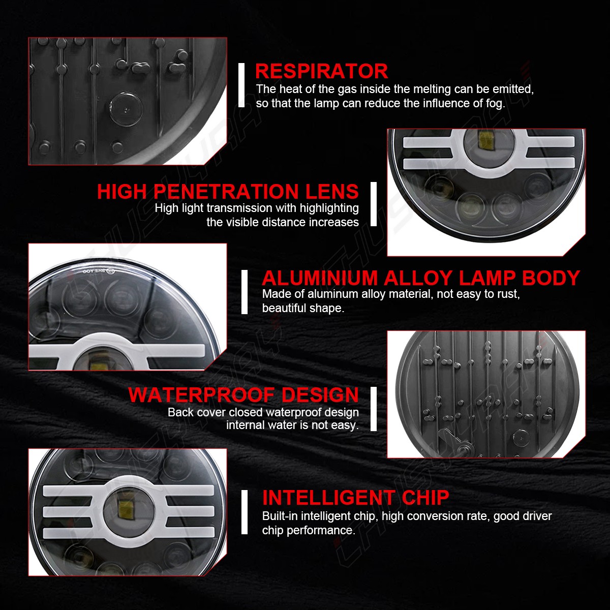 7 inch round headlights & brackets For FJ Cruiser 2007-2014 Pair