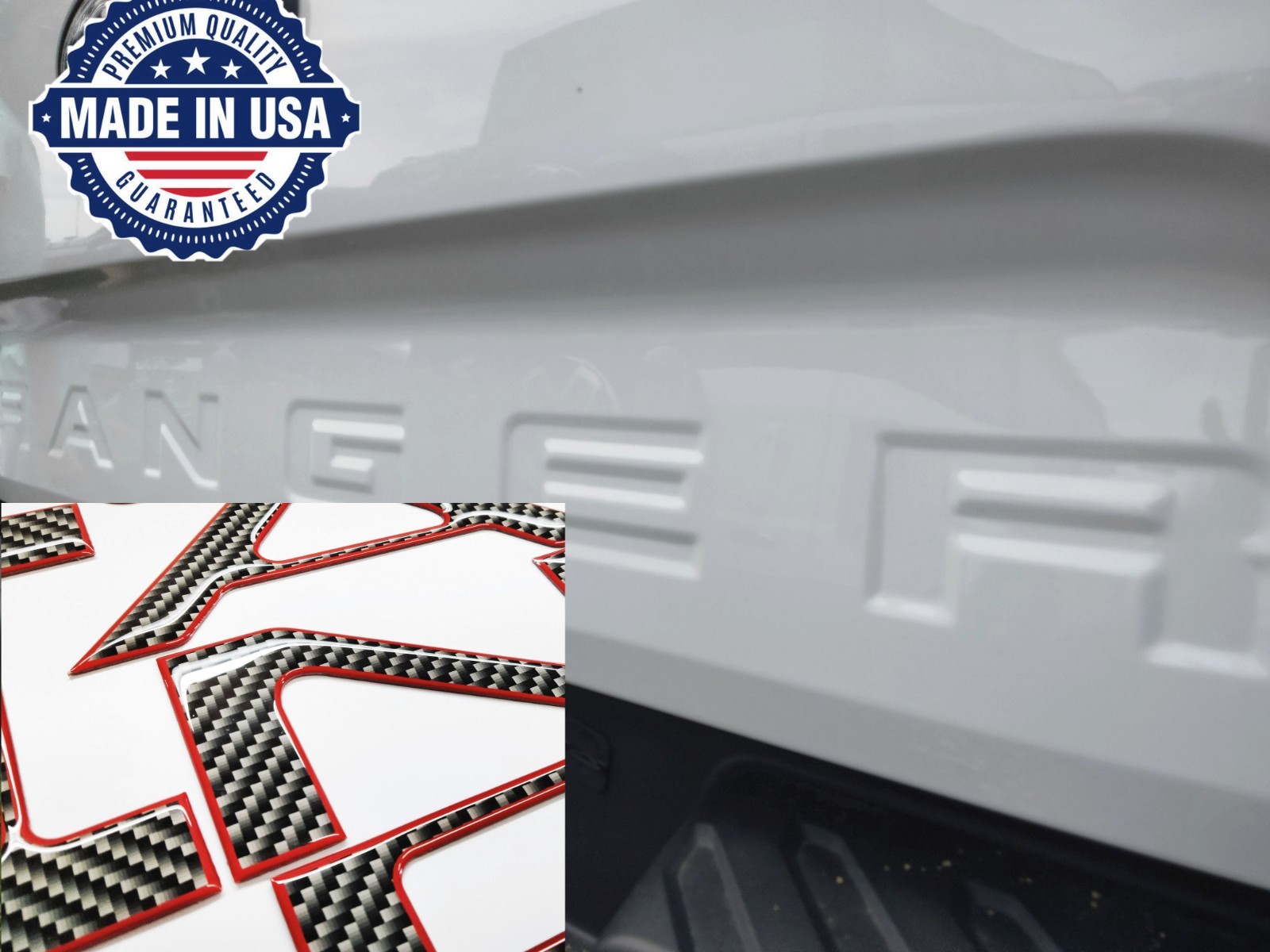COMPATIBLE WITH 2024 25 2026 3D CARBON RED OUTLINE DOMED RAISED TAILGATE LETTERS