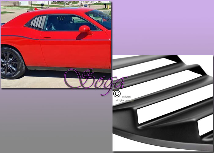 FOR DODGE CHALLENGER REAR SIDE WINDOW LOUVERS SCOOP COVER VENT GLOSS BLACK PAIR