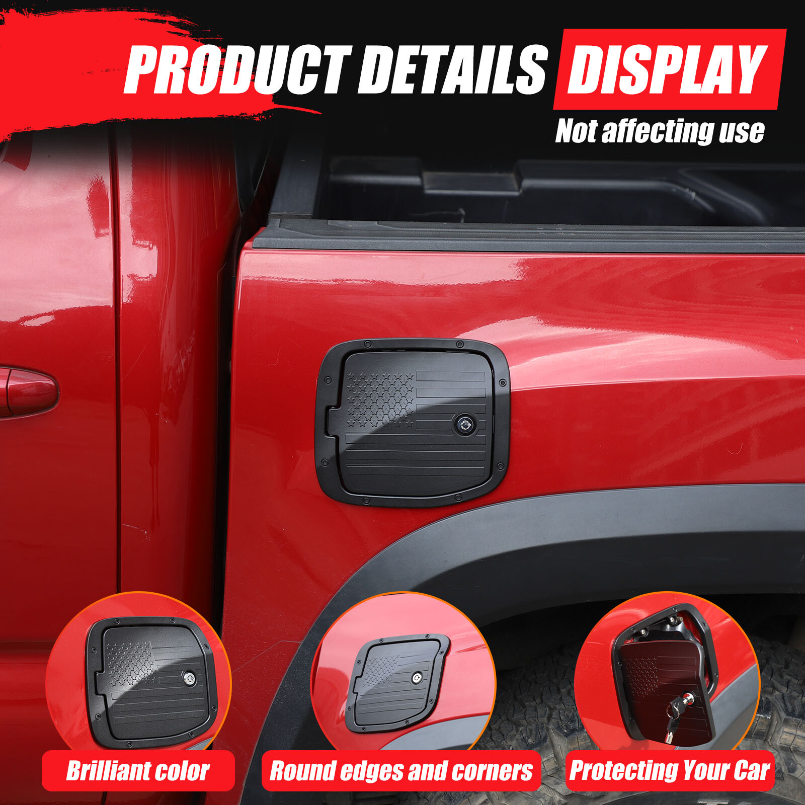 Aluminum Door Fuel Filler Gas Tank Cover Cap W/Lock For Toyota Tacoma 2016-2022
