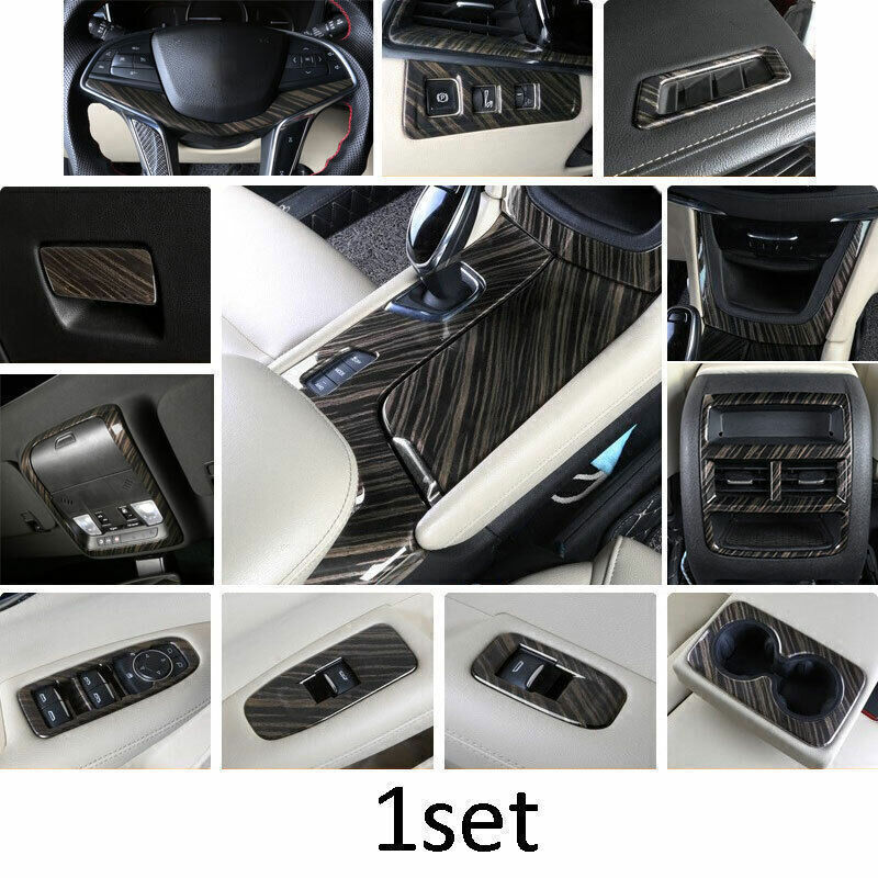 Car Interior Decoration Full Set Cover Black Wood Grain For Cadillac XT5 2016-19