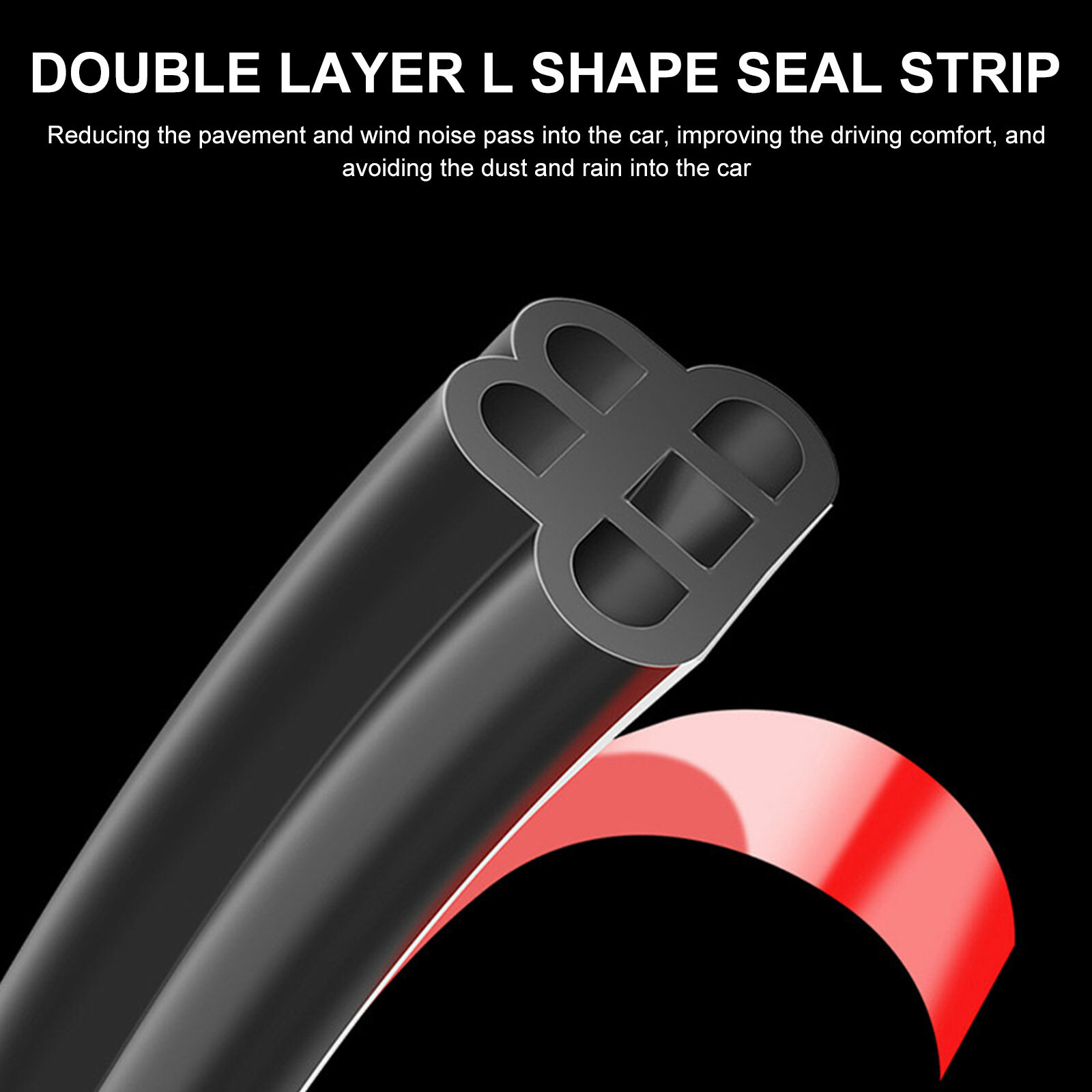 Universal Car Door Rubber Weather Seal Hollow Strip Weatherstrip 16FT 5M L-Shape