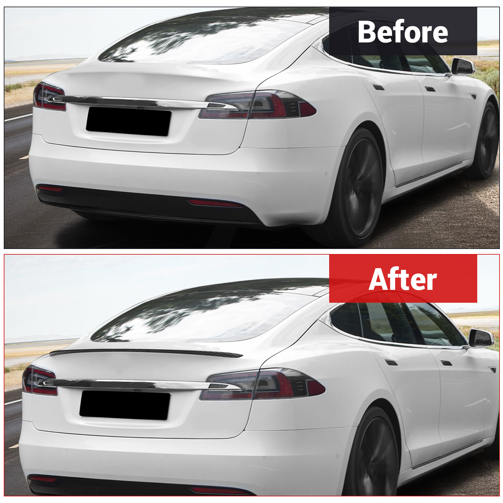 For Tesla Model 3 2017-2023 Rear Trunk Lip Spoiler Carbon Fiber Look Duck Tail
