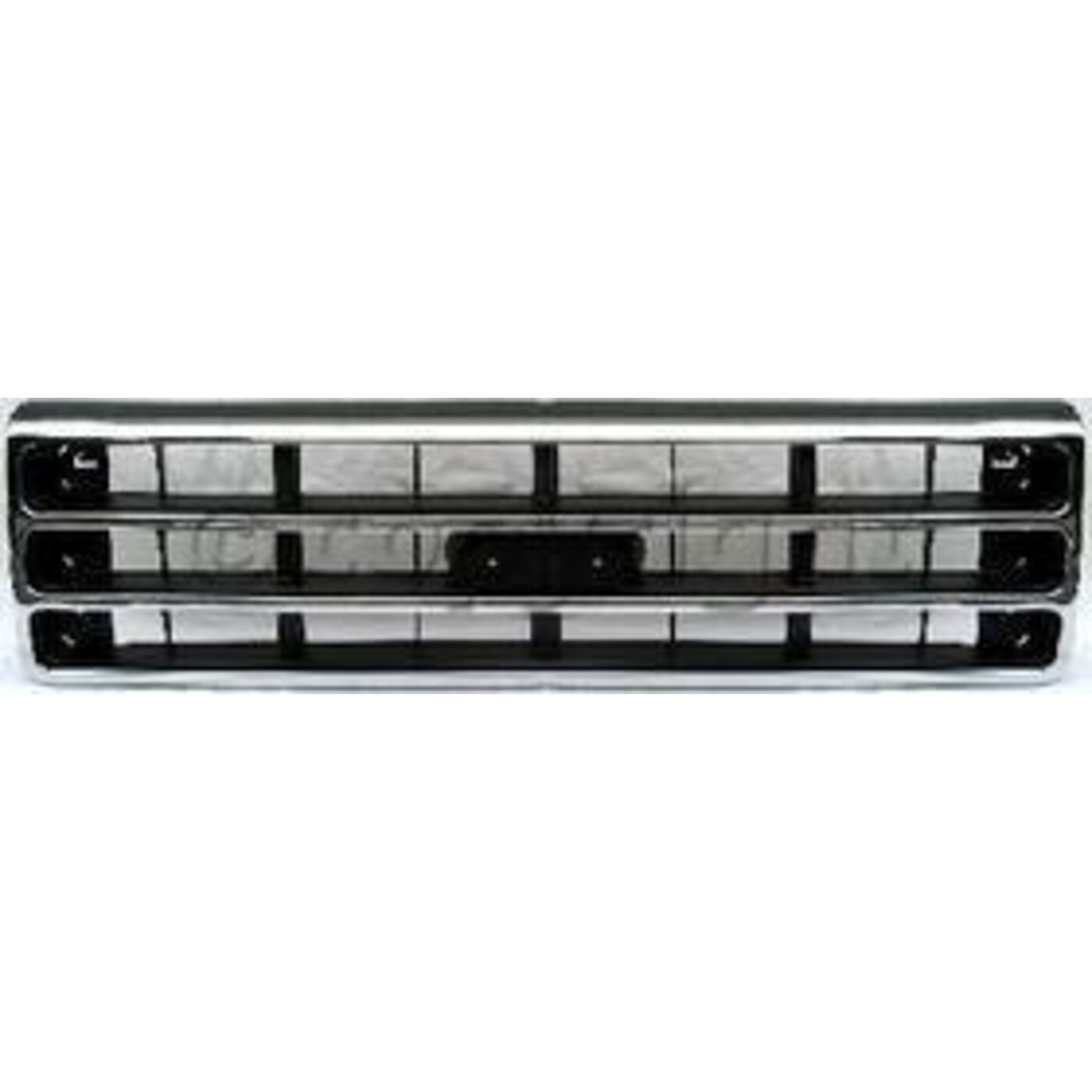 Grille For 89-91 Ford F-150 F-250 Chrome Shell w/ Silver Insert Plastic