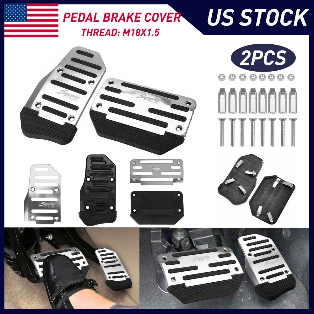 Silver Universal Non-Slip Automatic Gas Brake Foot Pedal Pad Cover Car Parts NEW