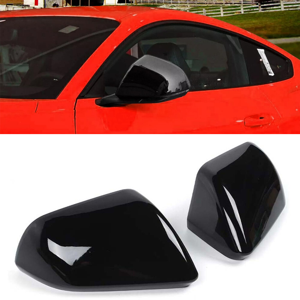 For 2015 2016 2017 2018-2022 Ford Mustang Black Rearview Side Mirror Cover Caps