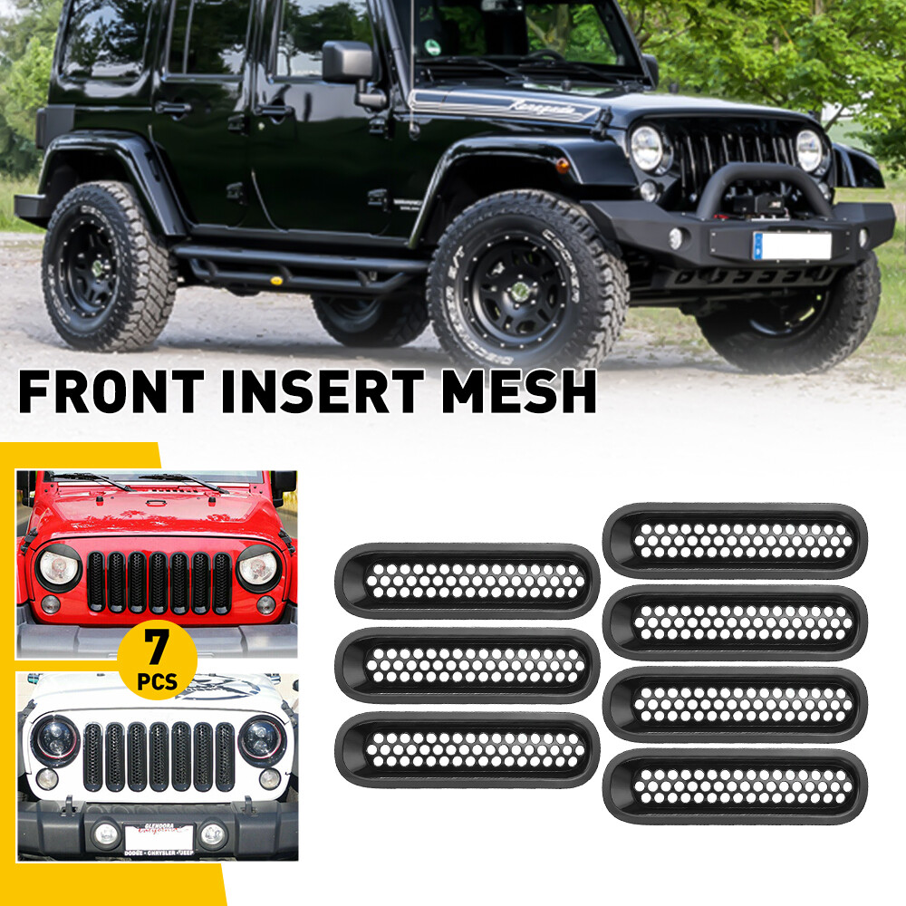 Front Mesh Grille Inserts Headlight Accessories Cover For Jeep Wrangler JK