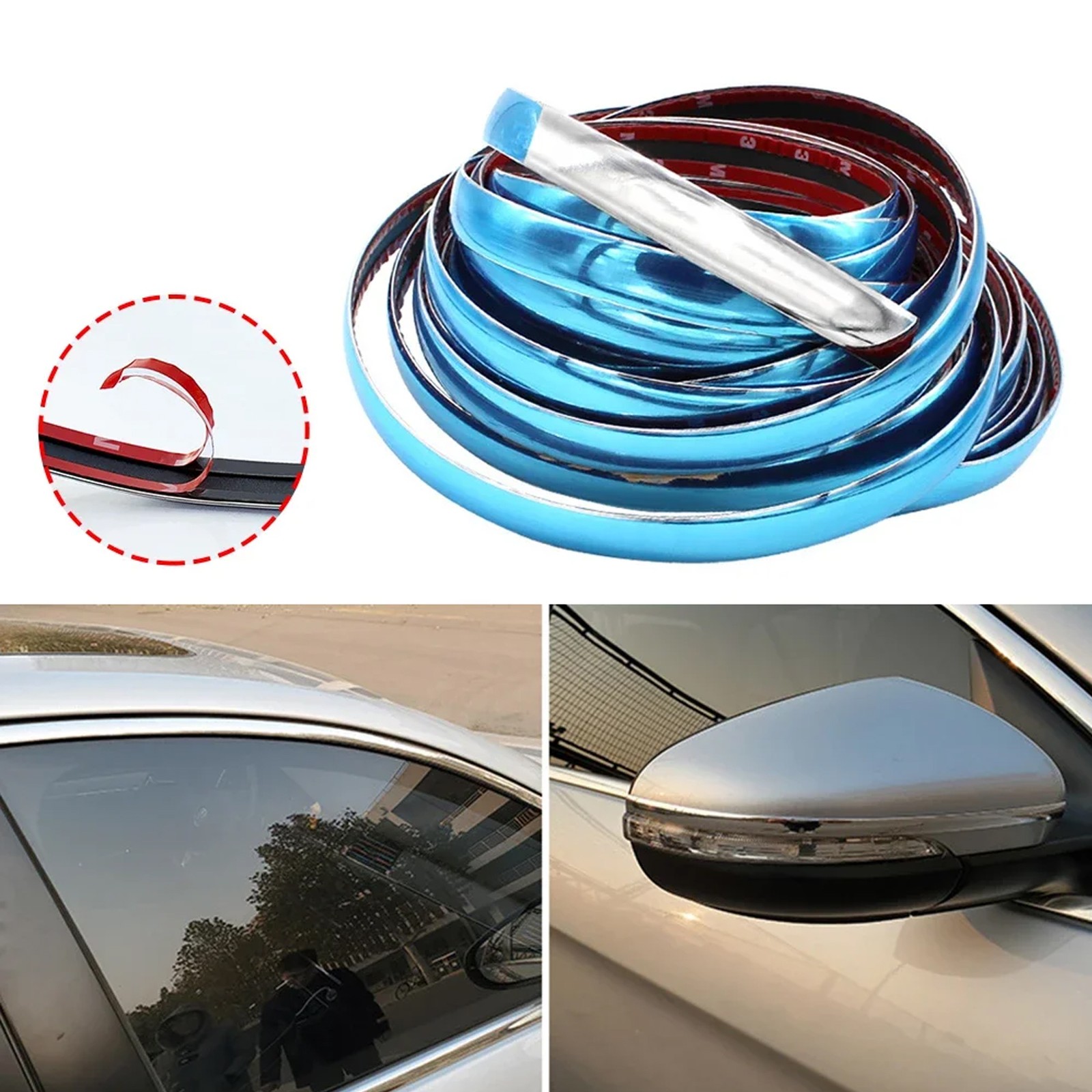 50MM *3M Chrome Trim Molding Strip Car Door Window Bumper Side Trime Protector