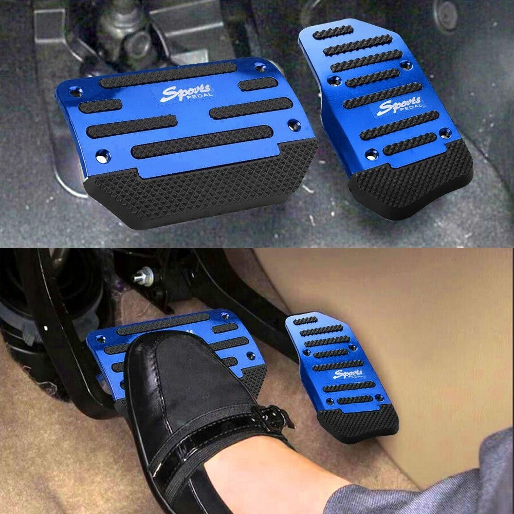 2pcs Blue Automatic Non-Slip Gas Brake Foot Pedal Pad Cover Car Accessories Part