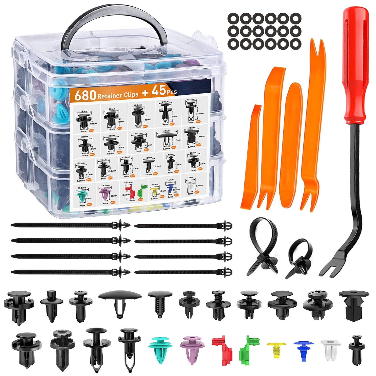 725Pcs Car Retainer Clips Auto Body Molding Trim Fastener Push Pins Bumper Clips