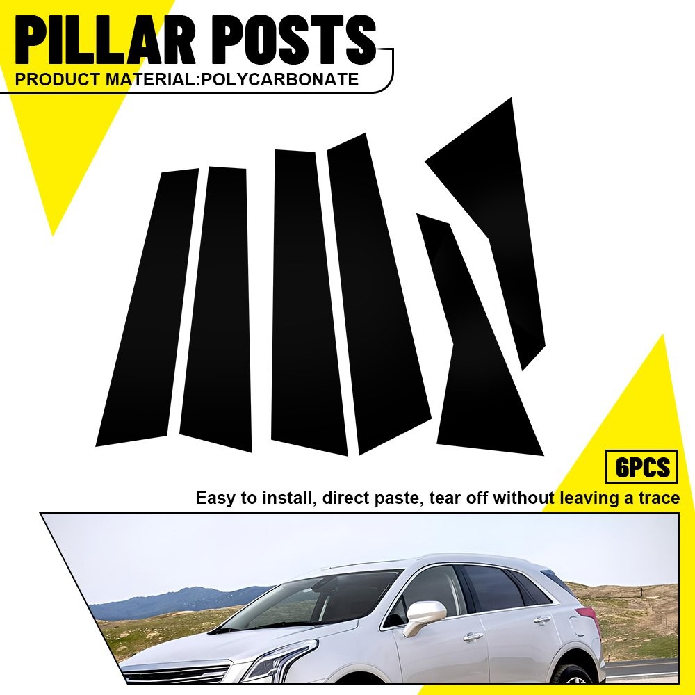 Pillar Posts Door Window Trim Cover Glossy Black Fits Cadillac 2017-2023 XT5 USA