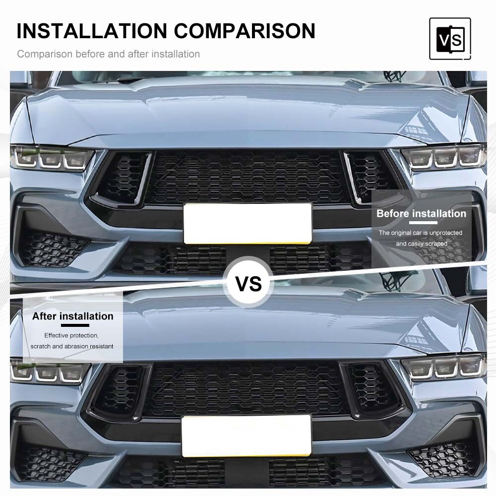 ?2x Front Bumper Grille Side Air Vent Covers Guard kit Trim for Ford Mustang 24+