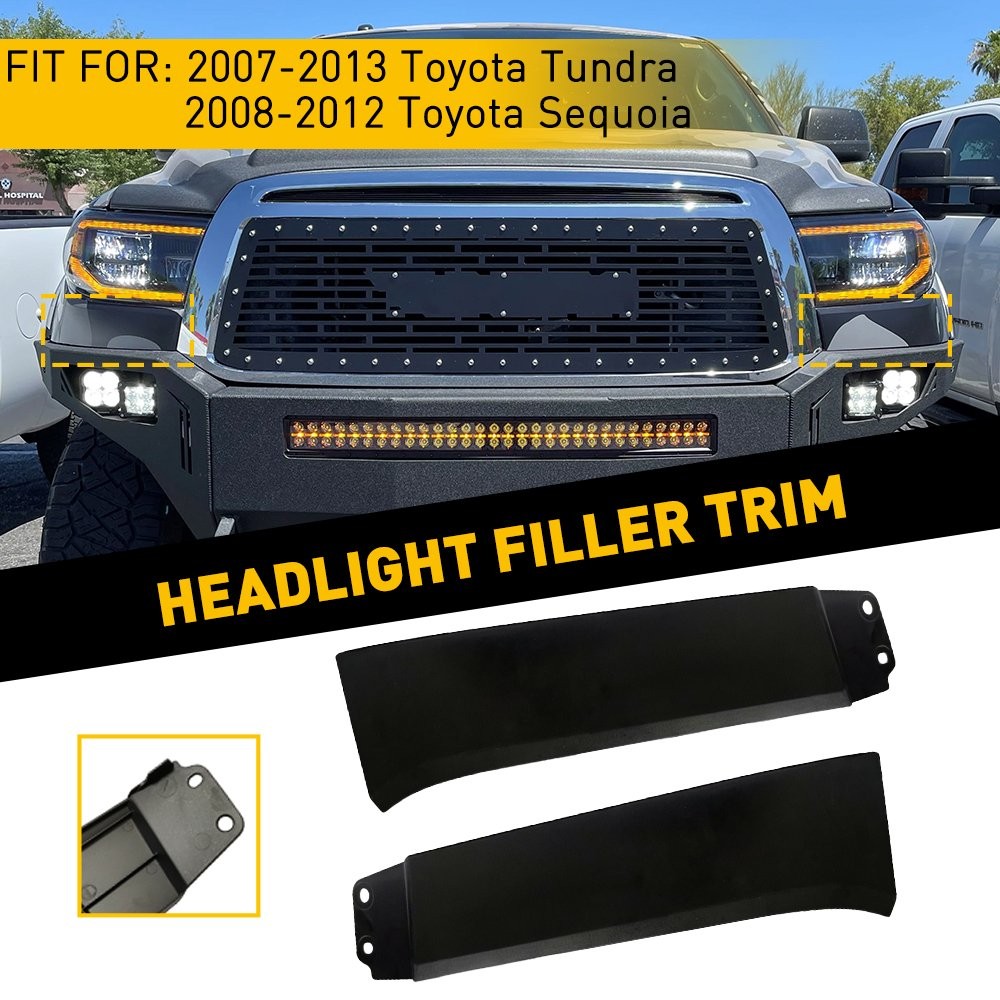 2X HEADLIGHT MOLDING TRIM LOWER FILLER FOR TOYOTA 2007-2013 TUNDRA 08-12 SEQUOIA