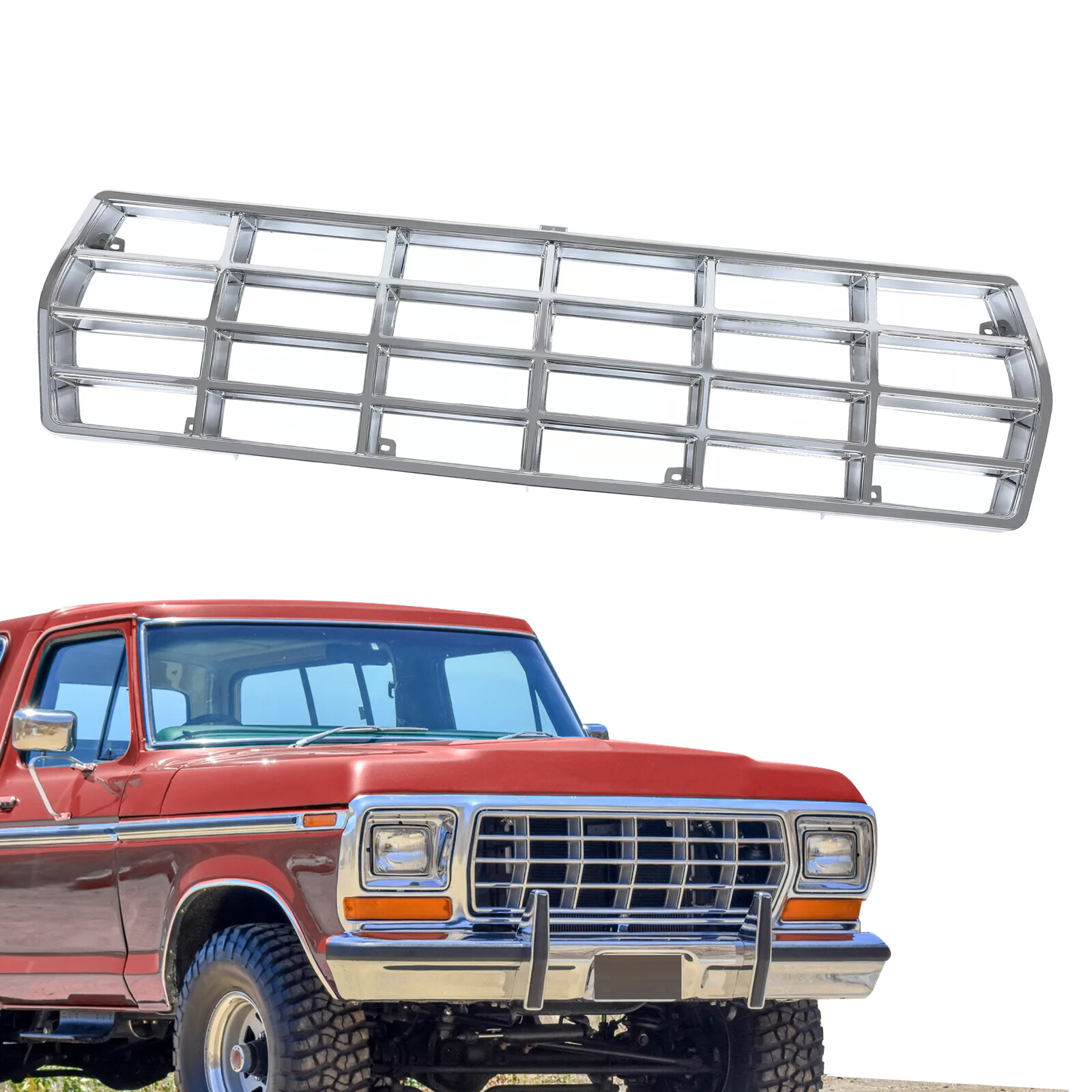 For Ford F100 F150 F250 Bronco 78-79 FO1200111 Front Grille Chrome Shell Insert