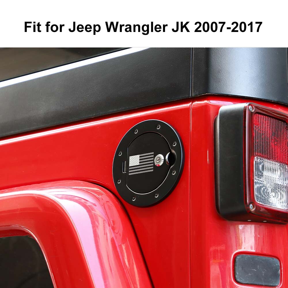 Fuel Filler Door Steel Gas Fuel Tank Cap Cover+Lock for 07-18 Jeep Wrangler JK