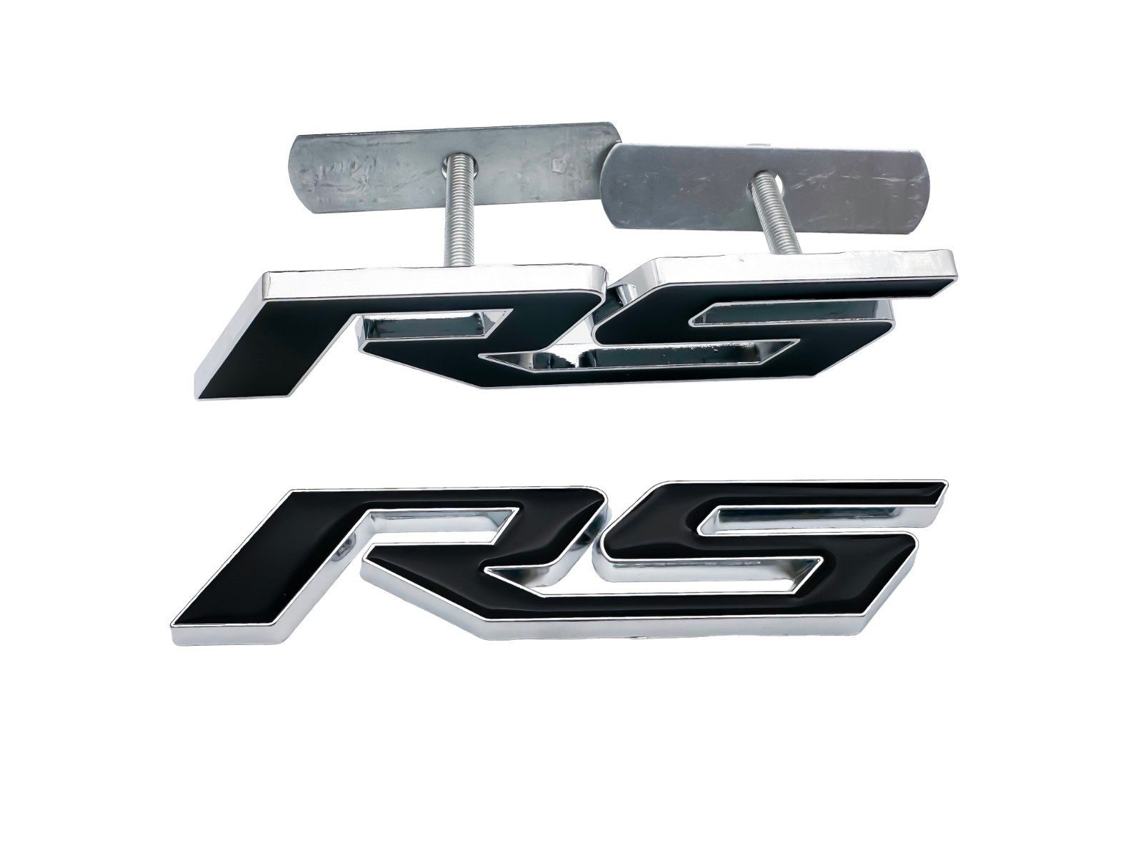 2Pc Set ChromeBlack Grille RS Emblem Racing Sport 3D Metal Rear Badge For Camaro