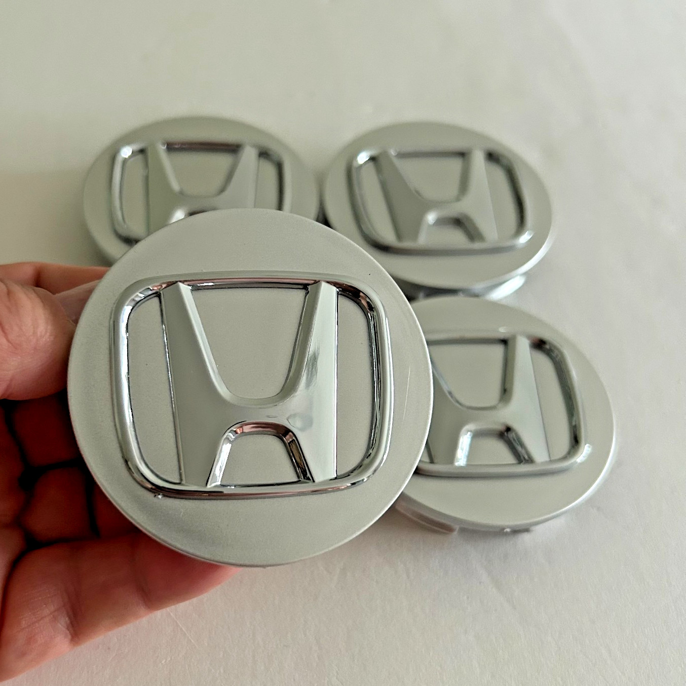 4pc Silver Wheel Center Caps Chrome Emblem Fit Honda Accord Civic CR-V Pilot 69m