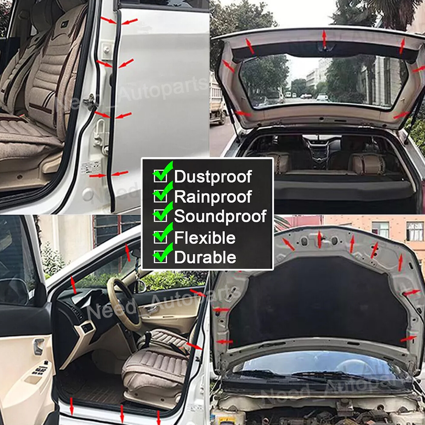 Car Door Rubber Weather Seal Hollow Strip Universal Weatherstrip D-shape