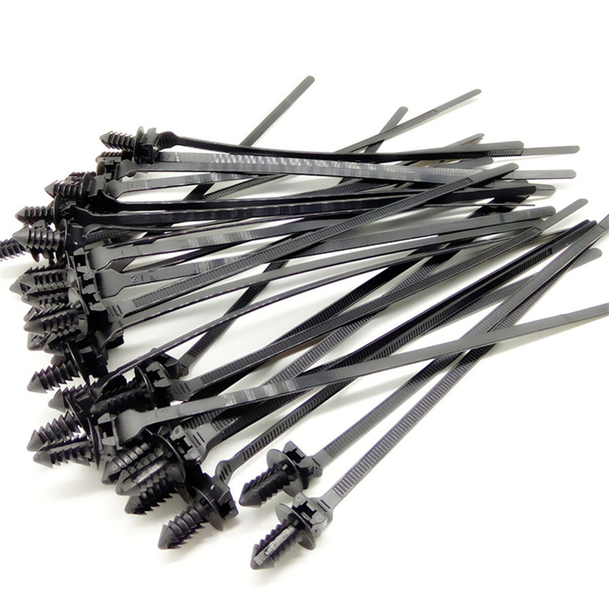 Car Pipe Cable Fastener Bundle Push Clips Wire Tie Released Zip Straps 50 Pcs