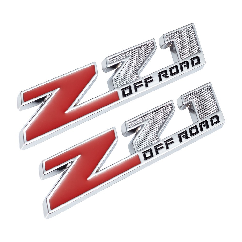 2PCS Door Rear Emblem Badge For Silverado Z71 Off Road Red Chrome 2014-2018