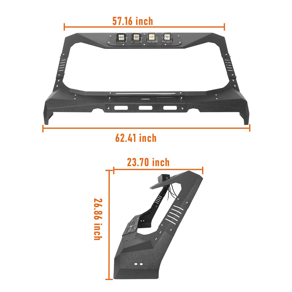 Armor Windshield Frame Cover Visor Cowl w/ LED Lights For 07-18 Jeep Wrangler JK