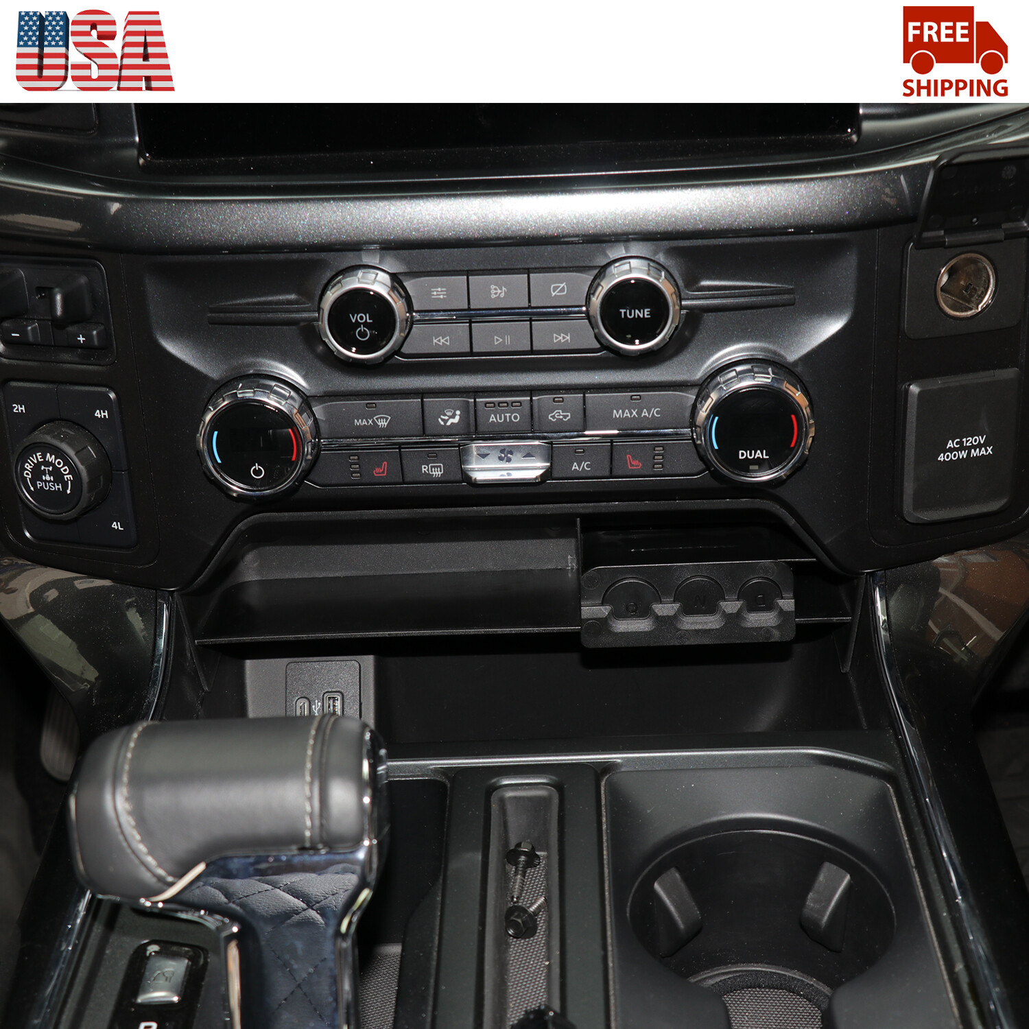 For Ford F150 2021+ Center Dashboard Interior Insert Storage Tray Accessories