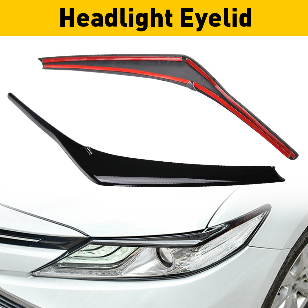 Pair Headlight Eyelid Trim Cover Eyebrows For Toyota Camry SE XSE XLE 2018-2022