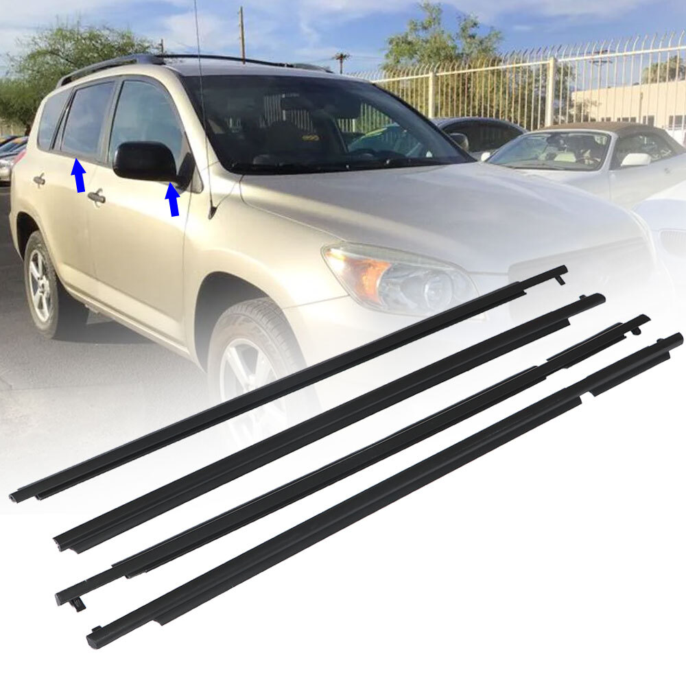 Black Window Weatherstrip Seal Belt Outer Molding Trim For Toyota RAV4 06 -2008