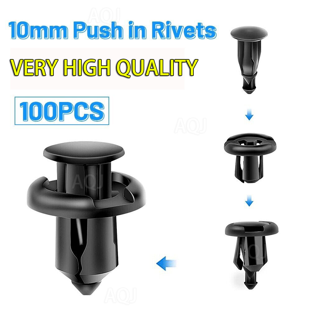 100Pcs Bumper Clips 10mm Hood Fender Push Rivets Retainer Fasteners for Honda
