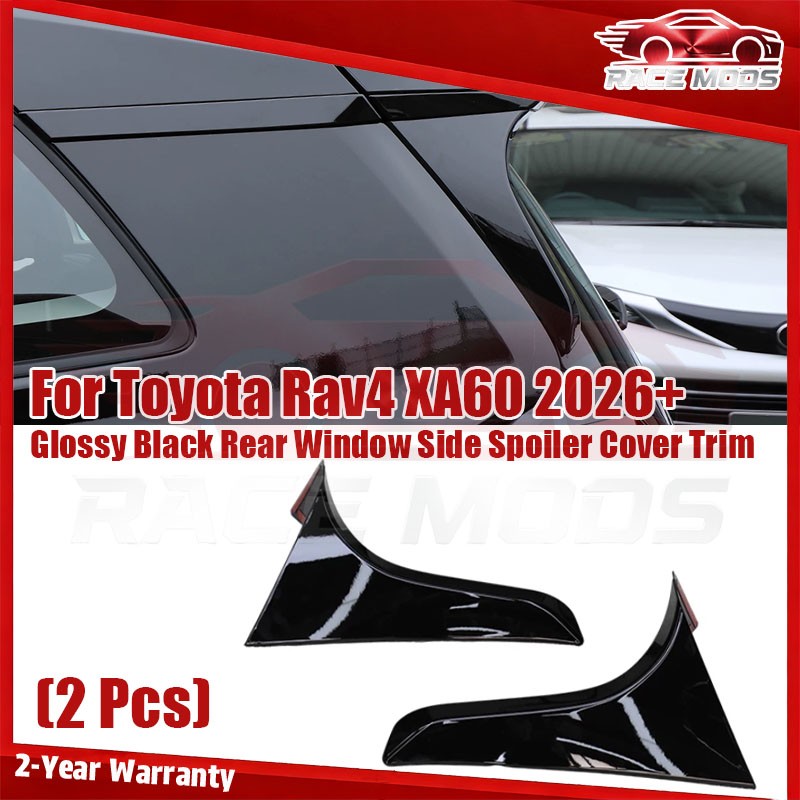 Black silver Rear Window Side Spoiler Cover Trim set For Toyota Rav4 XA60 2026