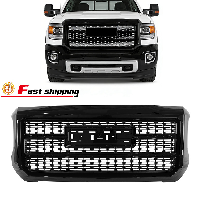 For 2015-2019 GMC Sierra 2500HD 3500HD Denali Front Upper Grille Painted Black