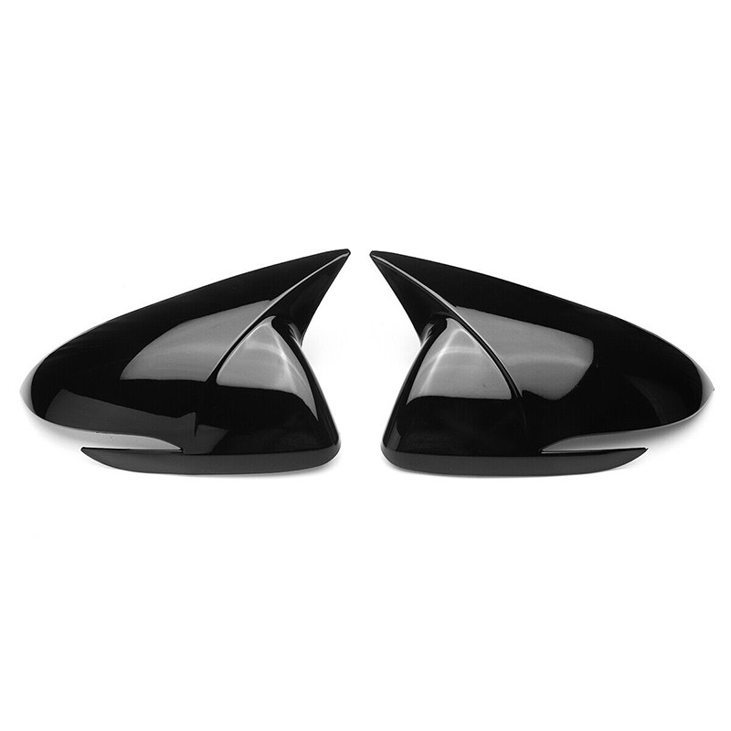 2 Gloss Black Rear View Side Door Mirror Cover Cap For 2016-2020 Hyundai Elantra
