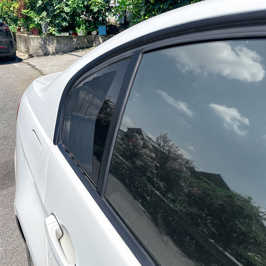 For E90 3-Series Sedan 05-13 Gloss Black Rear Window Quarter Glass Louver Cover