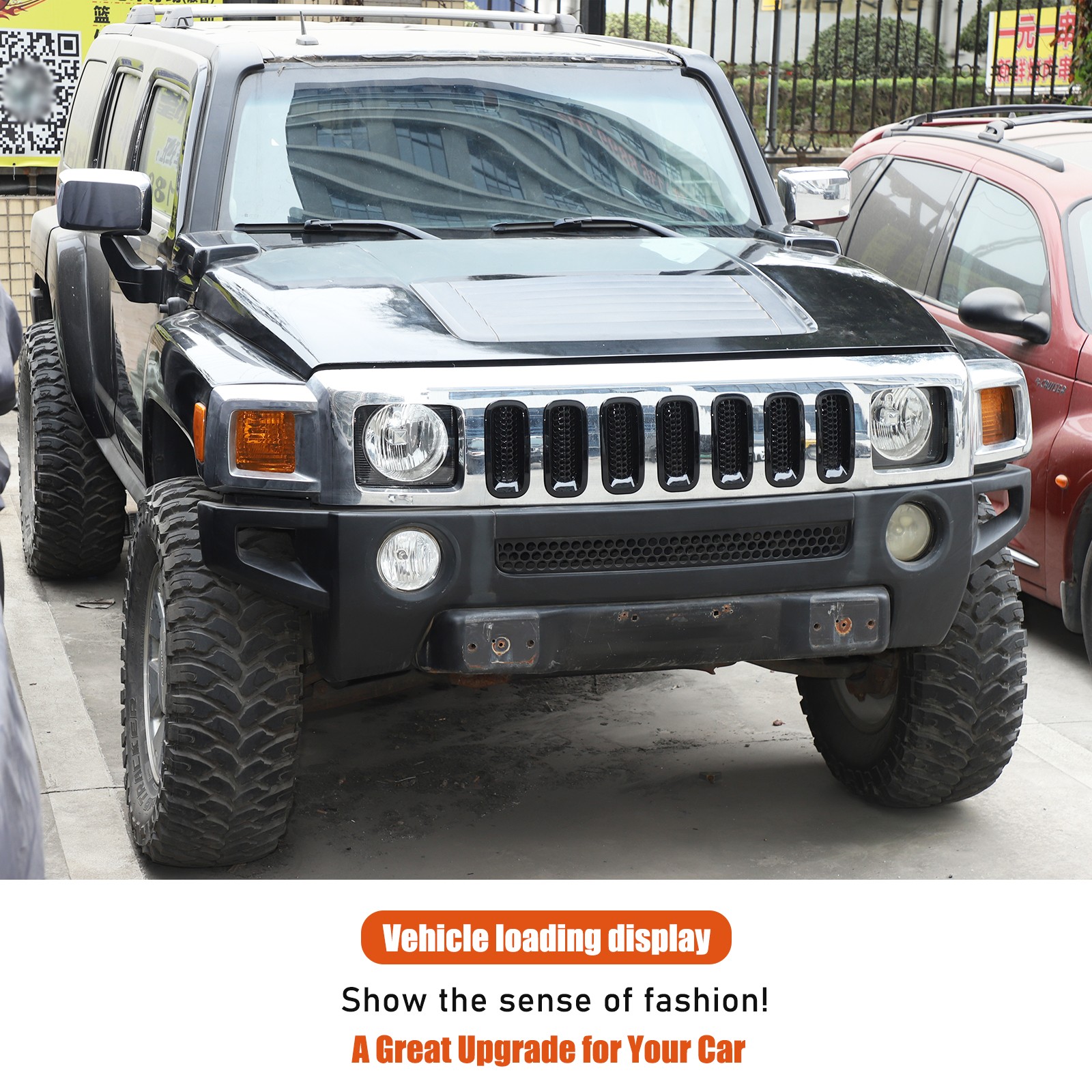 ABS Gloss Black Grille Insert Guard Insect Screen Trim For Hummer H3 2005-2009