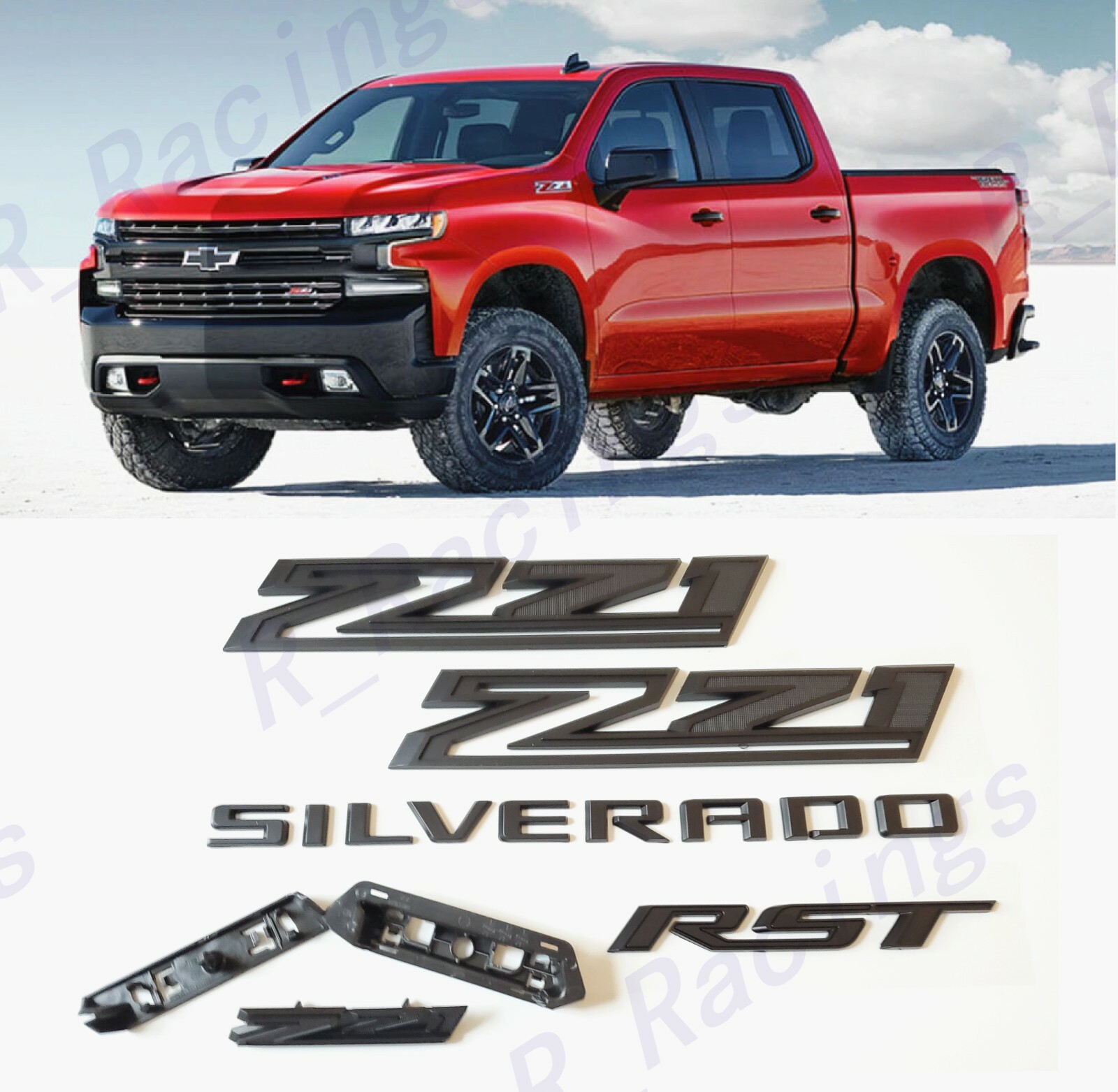 Matte Black Fender & Front Z71 Tailgate Silverado RST Emblem 2019-2021 Silverado