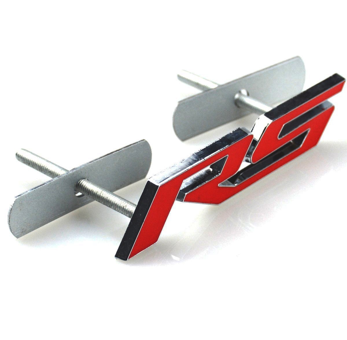 1Pc Chrome Red Front Grille RS Emblem Racing Sport 3D Metal Badge For Camaro
