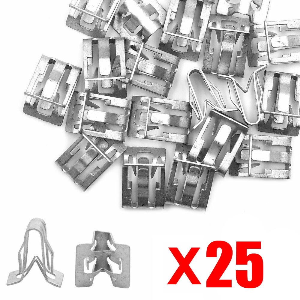25pc Car Retainer Replace Trims 15748479 Metal Fastener Clips 1/2″ X 5/8″