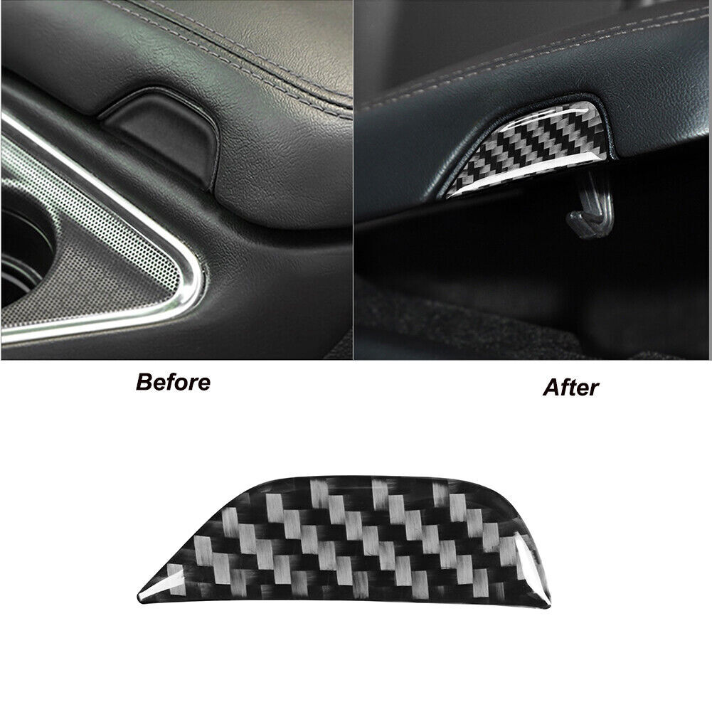 For Dodge Challenger Carbon Fiber Central Armrest Storage Button Cover Trim