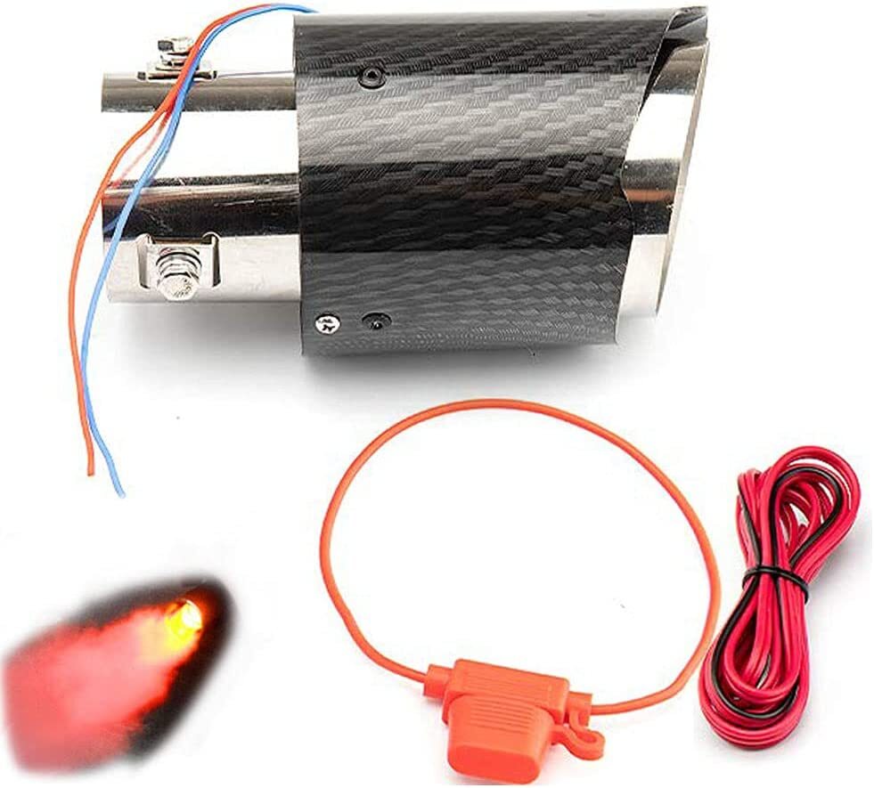 Car Universal Modified LED Luminous Muffler Tip Tail Pipe Carbon Fiber Curved